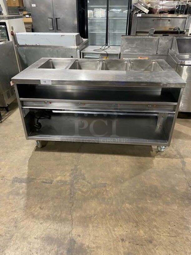 Delfield Commercial Electric Powered 4 Well Steam Table! With Storage Space Underneath! All Stainless Steel! On Casters! Model: F14EI460 SN: 1010150000316 208/230V 60HZ 1 Phase - Image 1 of 9