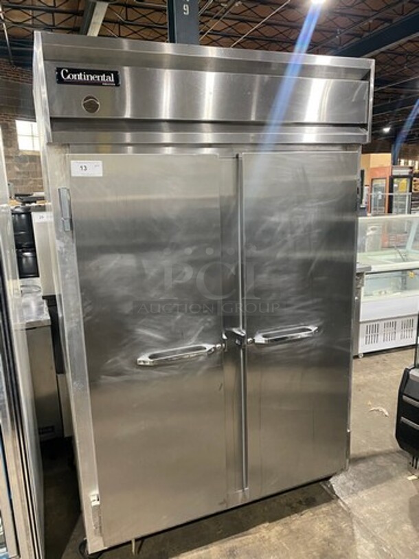Continental Commercial 2 Door Reach In Freezer! All Stainless Steel! On Casters! Model: 2F SN: 14810068 115V 60HZ 1 Phase