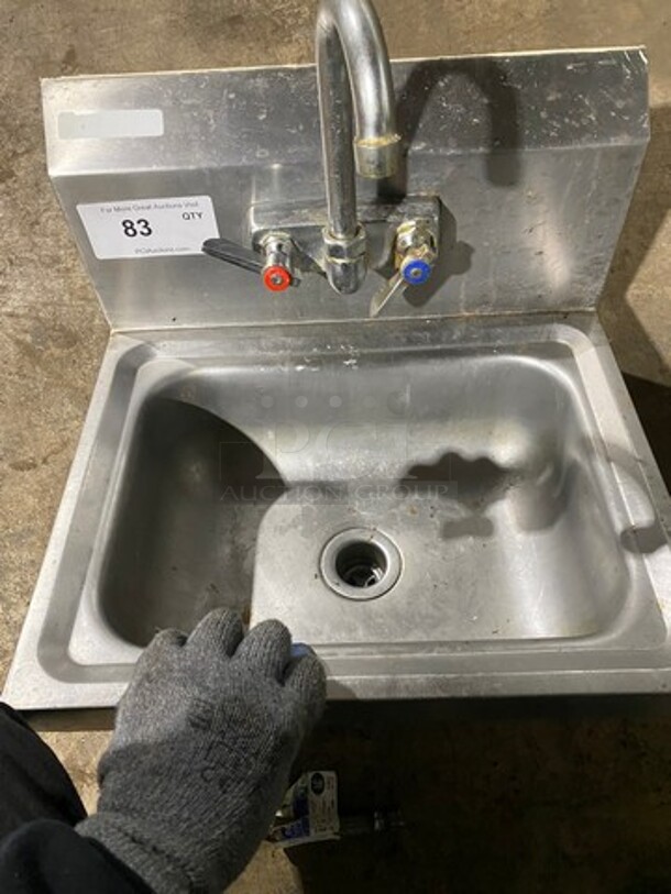 Commercial Stainless Steel Hand Sink! With Back Splash! With Faucet And Handles! - Image 9 of 9