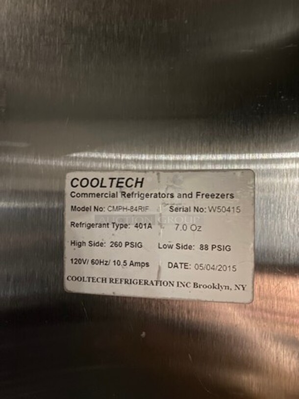 2015 Cool Tech Commercial 3 Door Reach In Cooler! All Stainless Steel! On Casters! Model: CMPH84RIF SN: W50415 120V 60HZ 1 Phase! Missing Interior Fan! - Image 10 of 12