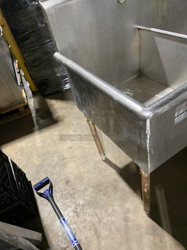 Commercial 3 Compartment Dish Washing Sink! With Single Side Drain Board! With Back Splash! On Legs! - Image 2 of 10
