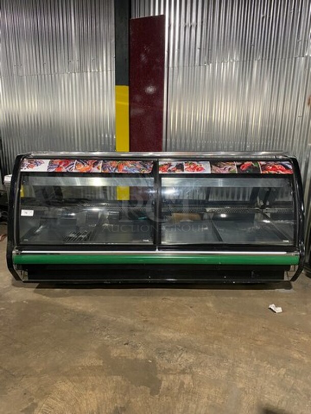 Resnick Commercial Refrigerated Deli/ Meat Display Case Merchandiser! With Curved Front Glass! With Rear Access Doors! With Legs! REMOTE COMPRESSOR! NO COMPRESSOR!