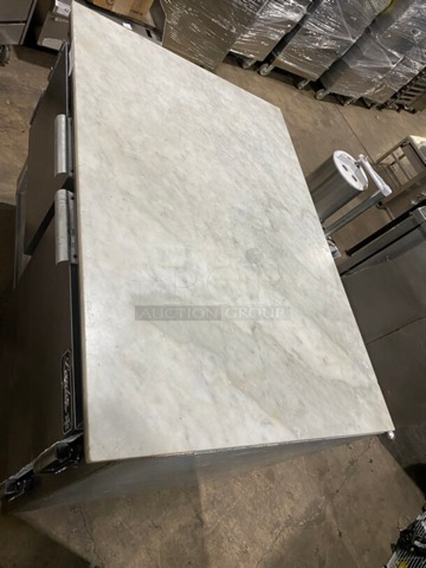 Leader Commercial Refrigerated Pizza Prep Table! With Marble Top! With 2 Door Storage Space Underneath! All Stainless Steel! On Casters! Model: DR48SC SN: PT09S1604 115V 60HZ 1 Phase - Image 9 of 10