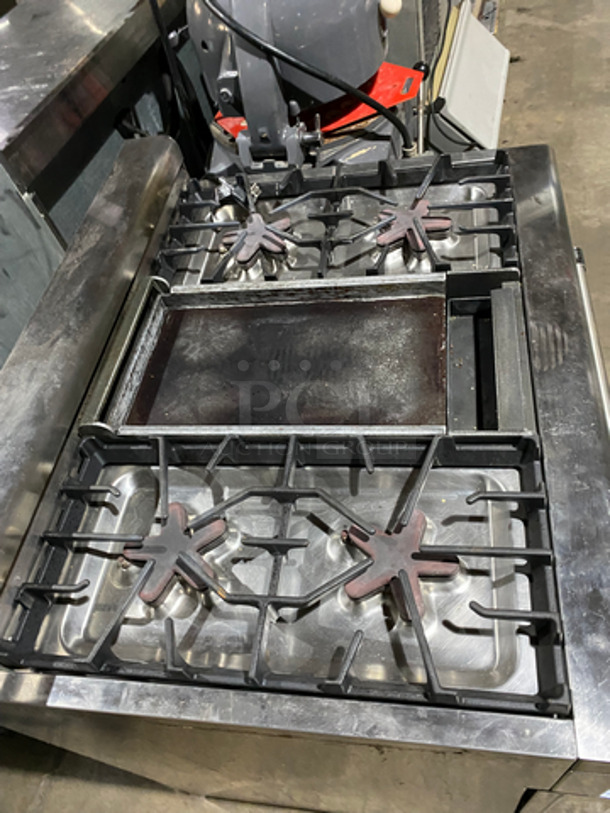 Thermador Gas Powered Stove Top! 4 Burner And Built In Flat Top In The Center! With Full Size Oven Underneath! With Metal Oven Racks! All Stainless Steel! - Image 5 of 12