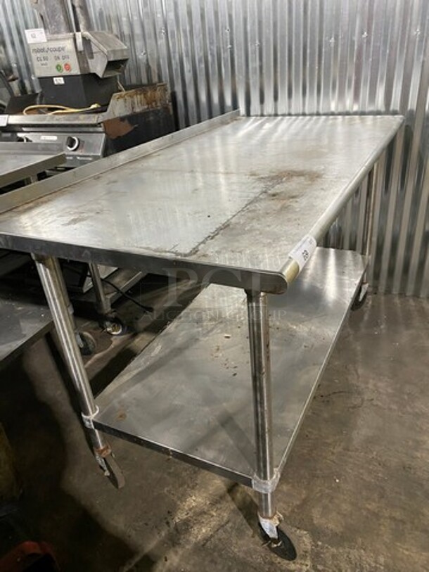 ALL Solid Stainless Steel Work Top/ Prep Table! With Back Splash! With Storage Space Underneath! On Casters! - Image 2 of 8