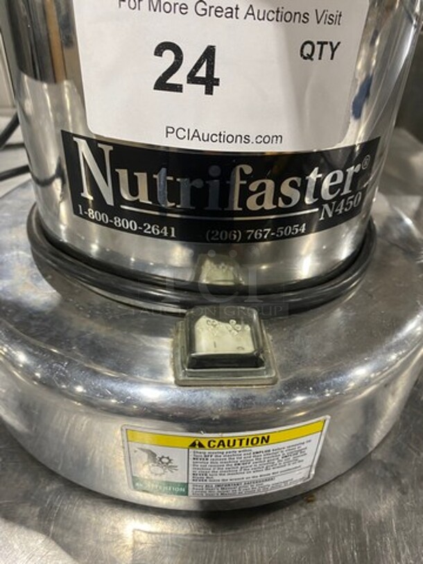 Nutrifaster Commercial Countertop Juicer Extractor! Solid Stainless Steel! Model: N450 SN: 459122012 110V - Image 4 of 8
