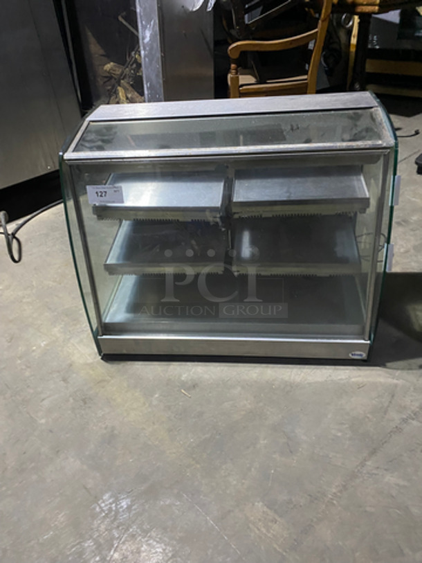 Electric Powered Commercial Countertop Heated Food Display Case! With 2 Sliding Rear Access Doors! Stainless Steel Shelves! All Stainless Steel! Model: HFD0000056