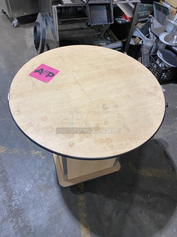 Wooden Work Top Table! With Podium Style Base! On Casters! - Image 5 of 5