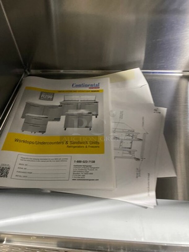 WOW! NEW! OUT OF THE BOX! Continental Commercial 2 Door Lowboy/Worktop Cooler! With Back Splash! All Stainless Steel! Model: SW60NSSBS SN: 159C9883 115V 60HZ 1 Phase - Image 7 of 11