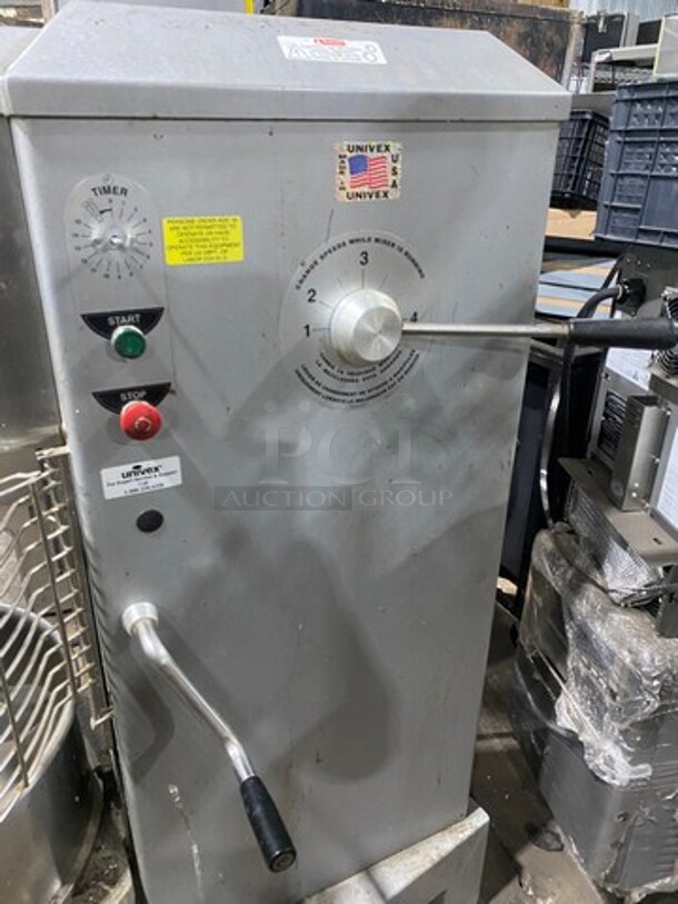 NICE! Univex Commercial Planetary Mixer! With Mixing Bowl And Guard! With Spiral Hook, Paddle And Whisk Attachments! Model: SRM60 SN: M015153 208/240V 60HZ 1 Phase - Image 6 of 9