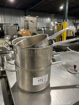 Assorted Size Saucepan! All Stainless Steel! 3x Your Bid!