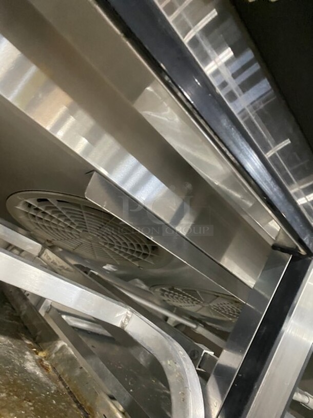 Turbo Air Commercial 2 Door Reach In Freezer! All Stainless Steel! With Built In Pan Racks! With Sheet Pans! On Casters! 115V! Model: M3F47-2 SN: M3F4L88024! Working When Removed! - Image 6 of 9