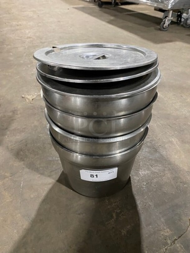 ALL ONE MONEY! Stainless Steel Round Soup Pan Insert! With 3 Lids! - Image 1 of 5