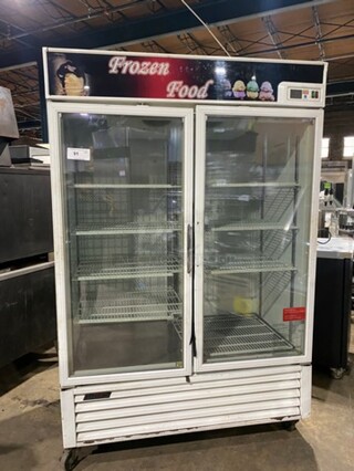 COOL! Turbo Air Commercial 2 Door Ice Cream Freezer! With View Through Doors! Poly Coated Racks! On Casters! Model: TGF49F SN: GF49107011 110/120V 60HZ 1 Phase