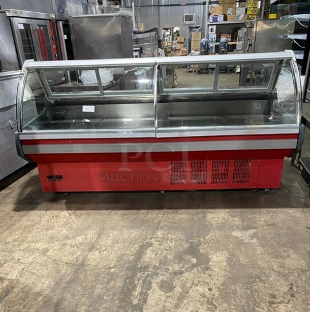 All Stainless Steel Commercial Refrigerated Deli Case! With Curved Front Glass! With Sliding Rear Access Doors!  - Image 1 of 5