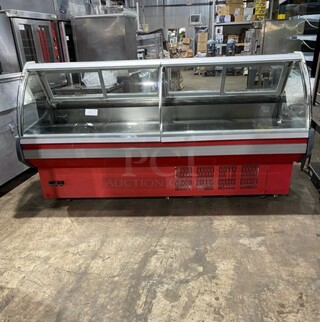 All Stainless Steel Commercial Refrigerated Deli Case! With Curved Front Glass! With Sliding Rear Access Doors! 