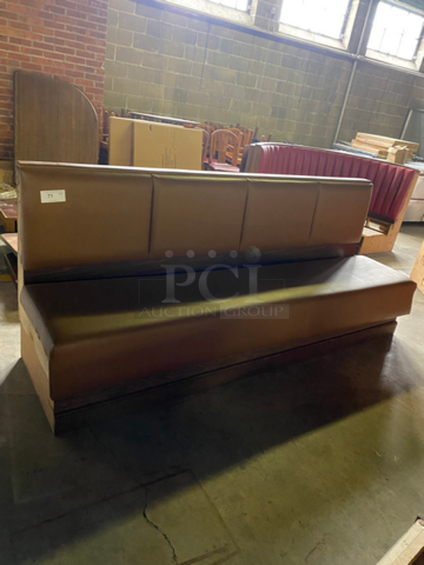 NEW! Single Sided Light Brown Cushioned Booth Seat! With Wooden Outline! Perfect For Up Against The Wall! Can Be Connected With Any Of The Booths Listed!