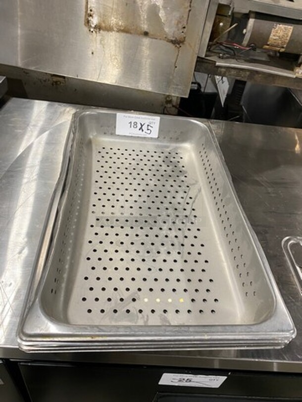 All Stainless Steel Full Size Perforated Hotel Pan! 5 x Your Bid!