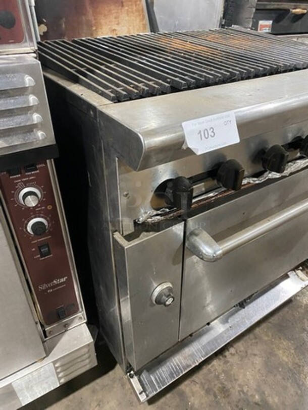 Commercial Natural Gas Powered Char Broiler Grill! With Oven Underneath! All Stainless Steel! On Small Legs! - Image 2 of 8