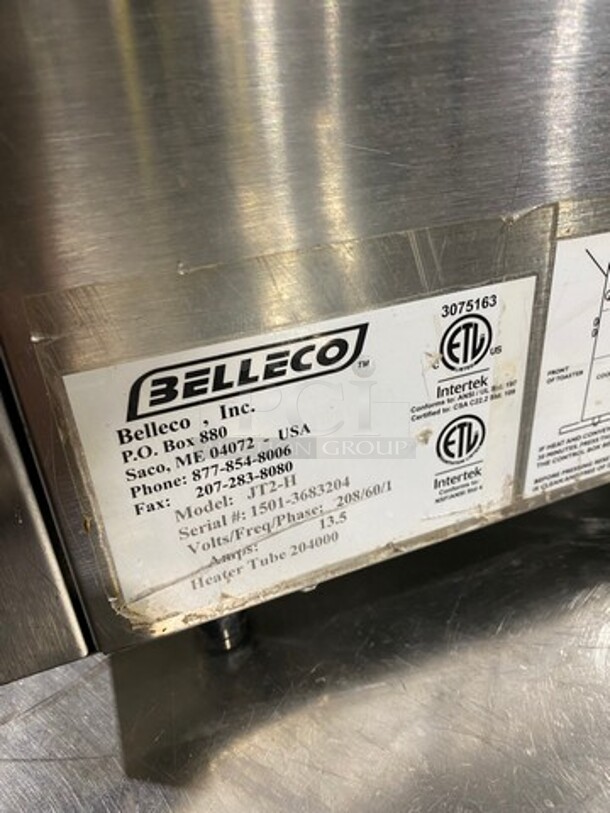 Belleco Commercial Countertop Electric Powered Conveyor Toaster! All Stainless Steel! Model: JT2H SN: 15013683204 208V 60HZ 1 Phase - Image 7 of 8