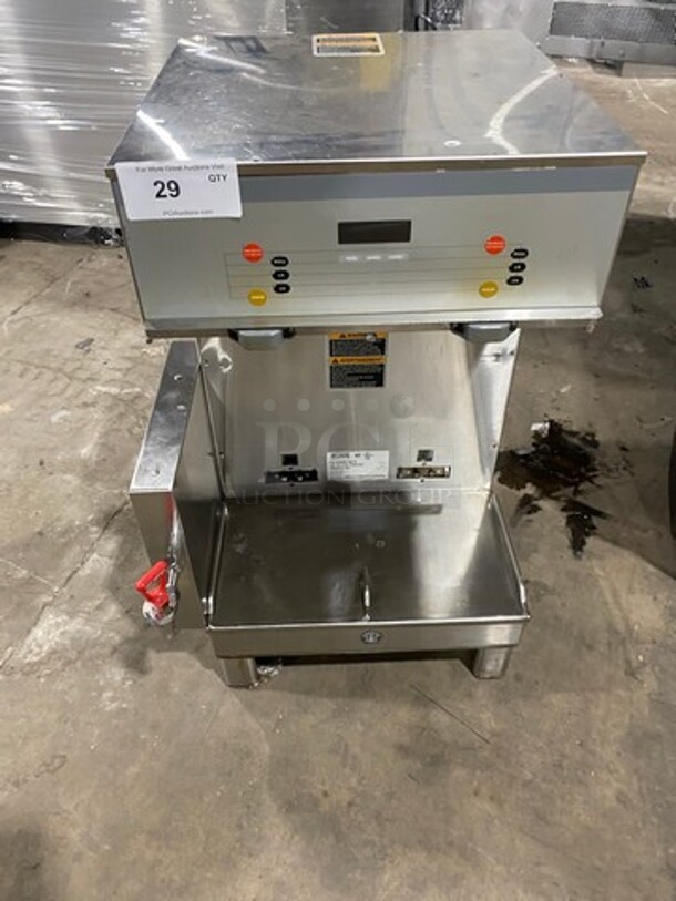 Bunn Commercial Countertop Dual Coffee Brewing Machine! All Stainless Steel! On Small Legs! Model: DUALSHDBC SN: DUAL111224 120/208V 60HZ 1 Phase
