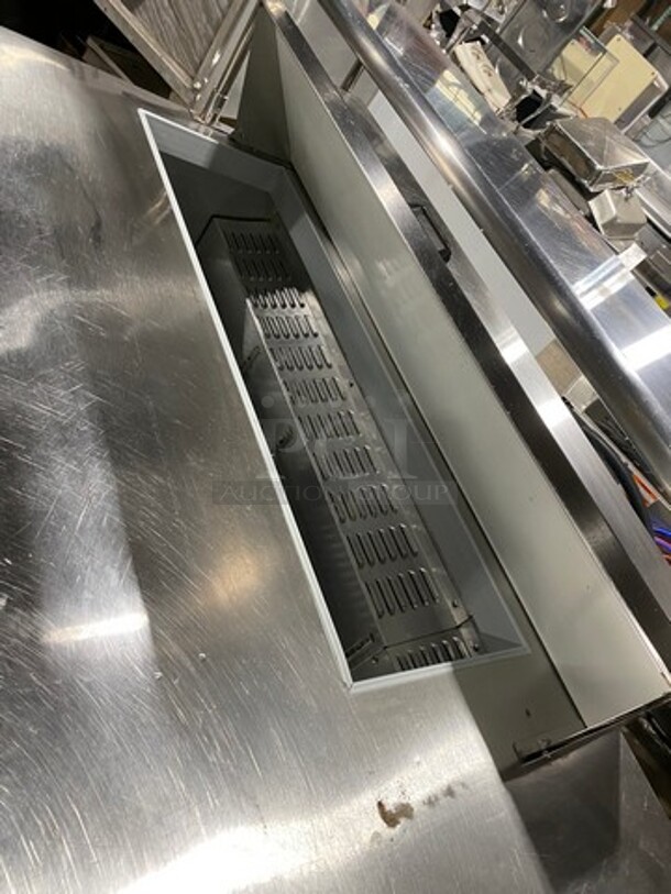 Nice! Continental Refrigerated Bain Marie/Sandwich Prep Table! With 3 Door Undder Storage! With Double Overhead Shelves! Model CRA60-12 Serial 157A5975! 115V 1 Phase! On Casters!  - Image 6 of 10