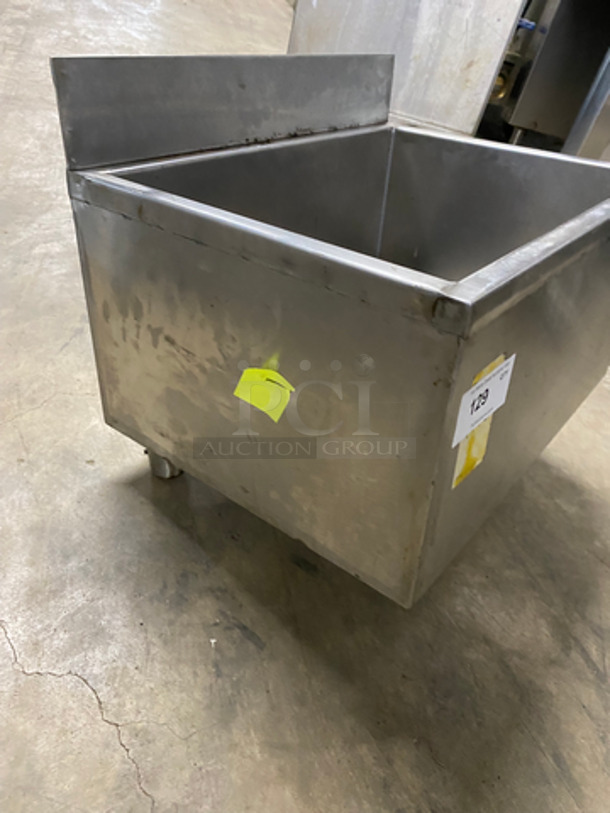 Commercial Under The Counter Ice Bin! With Drain! With Back Splash! All Stainless Steel! Missing Legs! - Image 2 of 5