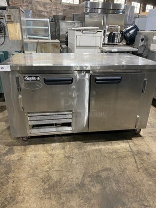 Leader Commercial 2 Door Lowboy/ Worktop Cooler! All Stainless Steel! On Casters! Model: LB60SC SN: GA01M1701A 115V 60HZ 1 Phase