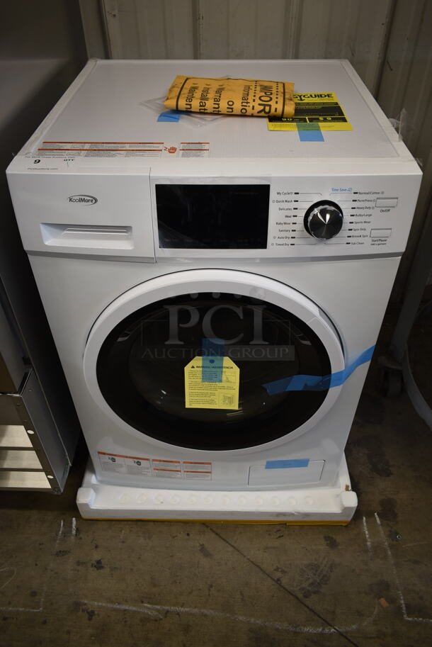 BRAND NEW SCRATCH AND DENT! 2023 KoolMore FLC-3CWH Metal Front Load Washer Dryer Combination. 120 Volts, 1 Phase.