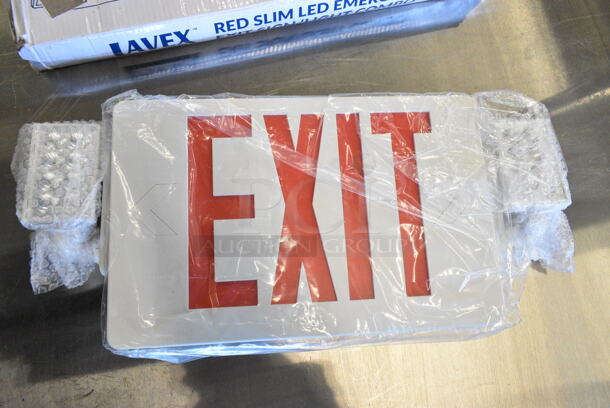 3 BRAND NEW SCRATCH AND DENT! Lavex 6952SRCBO Slim Red LED Exit Sign / Emergency Light Combination with Battery Backup - 2W Unit. 3 Times Your Bid!  - Image 1 of 3