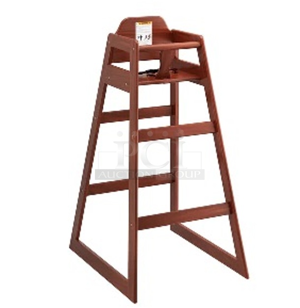 4 BRAND NEW SCRATCH AND DENT! Lancaster Table & Seating 164BWHCKDMA Bar Height Wooden High Chair with Mahogany Finish - Unassembled. 4 Times Your Bid! May Be Missing Pieces.   - Image 1 of 5