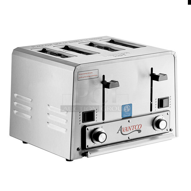 BRAND NEW SCRATCH AND DENT! Avantco 184THD27208 Stainless Steel Commercial Countertop 4 Slot Toaster. 208 Volts, 1 Phase.