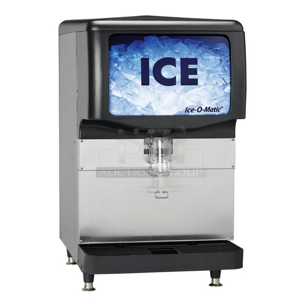 BRAND NEW SCRATCH AND DENT! Ice-O-Matic IOD150 Metal Commercial Countertop 22" Wide Countertop Ice Dispenser 150 lb. Capacity. 115 Volts, 1 Phase.  - Image 1 of 6