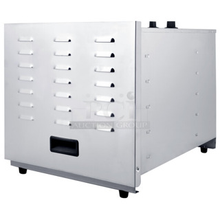 BRAND NEW SCRATCH AND DENT! 2023 Avantco 177EG30N Stainless Steel Commercial Countertop Ten Tray Food Dehydrator with Removable Door. 120 Volts, 1 Phase. Tested and Working!