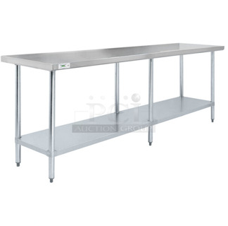 BRAND NEW SCRATCH AND DENT! Regency 600T2496G 24" x 96" 18-Gauge 304 Stainless Steel Commercial Work Table with Galvanized Legs and Undershelf. 