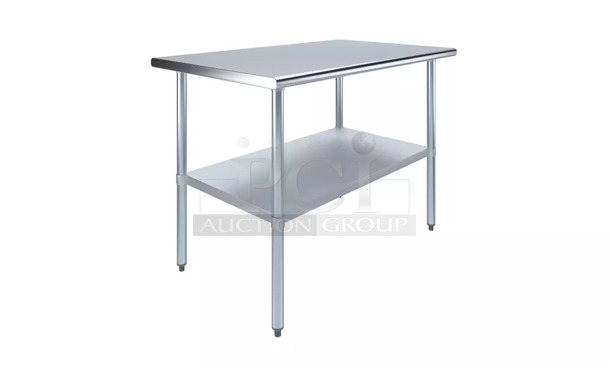 BRAND NEW SCRATCH AND DENT! AmGood 3048 Stainless Steel Equipment Stand w/ Under Shelf. 