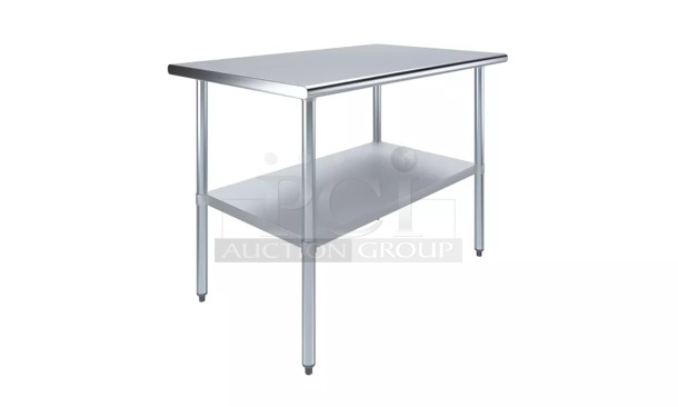 BRAND NEW SCRATCH AND DENT! AmGood 3048 Stainless Steel Equipment Stand w/ Under Shelf.  - Image 1 of 2