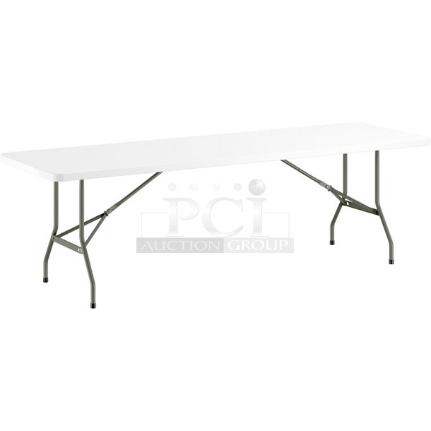 3 BRAND NEW SCRATCH AND DENT! Lancaster Table & Seating 384YCZ9630 30" x 96" Heavy-Duty Granite White Plastic Folding Table. 3 Times Your Bid! May Be Missing Pieces. - Image 1 of 3