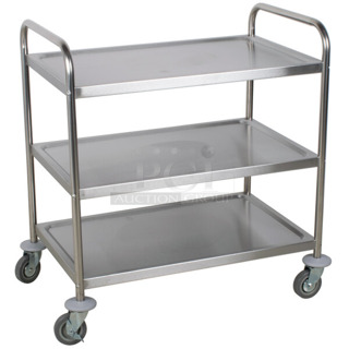 BRAND NEW SCRATCH AND DENT! Choice 922T20030 33 3/4" x 21" x 37" Knocked Down 24 Gauge Stainless Steel 3 Shelf Utility Cart. May Be Missing Pieces.