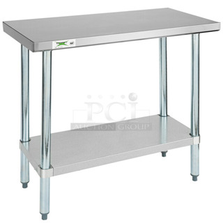 BRAND NEW SCRATCH AND DENT! Regency 600T1836G 18" x 36" 18-Gauge 304 Stainless Steel Commercial Work Table with Galvanized Legs and Undershelf