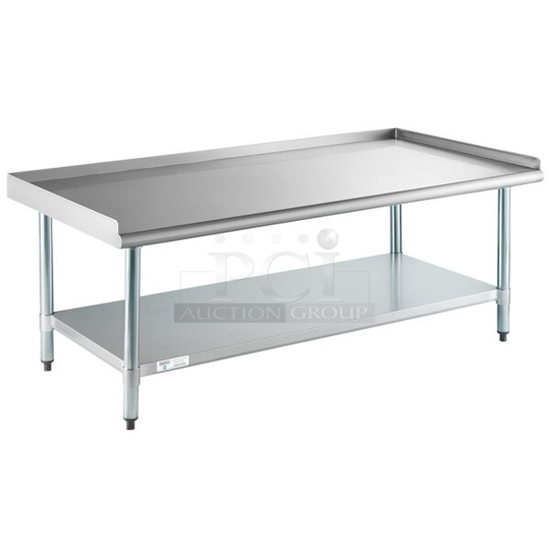 BRAND NEW SCRATCH AND DENT! Steelton 522SG3060 30" x 60" 18-Gauge Stainless Steel Equipment Stand with Undershelf and Galvanized Legs. May Be Missing Pieces.  - Image 1 of 3