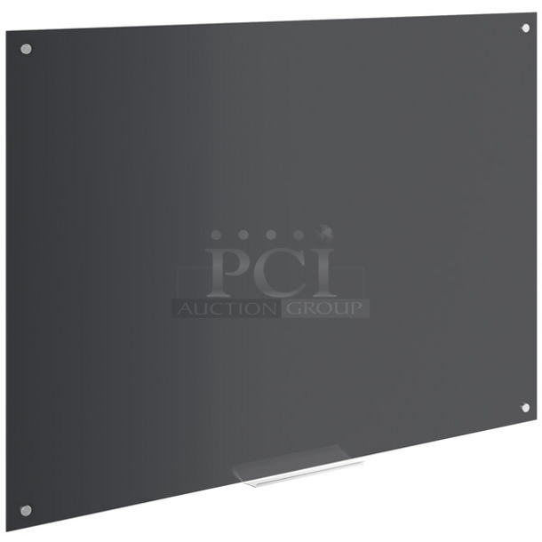 BRAND NEW SCRATCH AND DENT! Dynamic by 360 Office Furniture 48" x 36" Frameless Wall-Mount Black Glass Dry Erase Board - Image 1 of 4