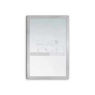 BRAND NEW SCRATCH AND DENT! ASI 10-0620-2436 Plate Glass Mirror with Stainless Steel, Chan-Lok Frame, 24" W x 36" T