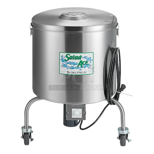 BRAND NEW SCRATCH AND DENT! Delfield 305SALD1115 Stainless Steel Commercial 20 Gallon Electric Stainless Salad Dryer on Commercial Casters. Tested and Working! - Image 1 of 9
