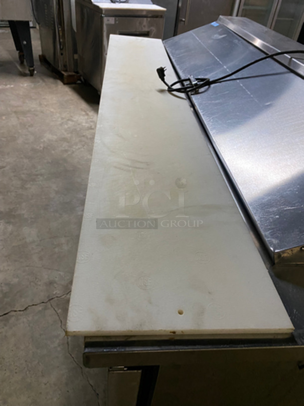 True Commercial Refrigerated 3 Door Sandwich Prep Table! With Commercial Cutting Board! All Stainless Steel! On Casters! Model: TSSU7218 SN: 7857211 115V 60HZ 1 Phase - Image 9 of 10