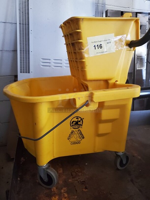 Mop Bucket & Wringer Heavy Duty, Yellow - Image 2 of 4