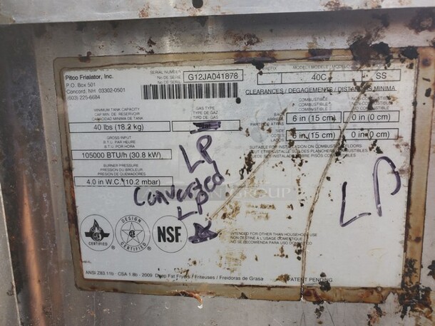 PITCO Sir Lawrence Lbs. 40 Capacity  Propane Fryer 15X30X34 - Image 6 of 7
