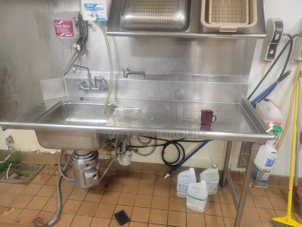 Right Side Stainless Steel Soiled Dish Table with Sink and Garbage Disposal - Image 1 of 2