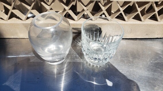 Lot of 13 Miscellaneous Glasses and a 36-Compartment Glass Rack!