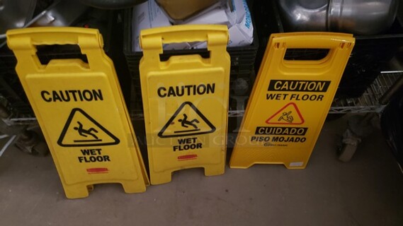 Lot of 3 Wet Floor Signs